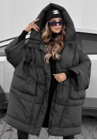 Puchowa kurtka oversize z kapturem Frozen Tale czekoladowa