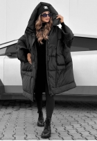 Puchowa kurtka oversize z kapturem Frozen Tale czekoladowa