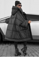 Puchowa kurtka oversize z kapturem Frozen Tale czekoladowa