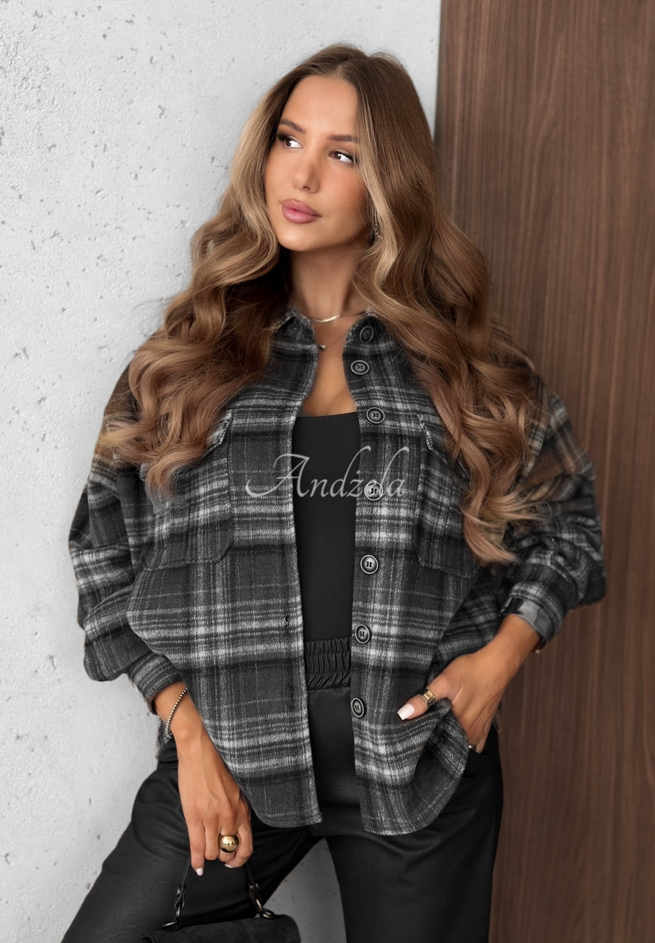 Maple Plaid Black Checkered Wool Shirt