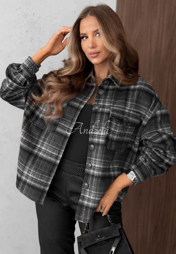 Maple Plaid Black Checkered Wool Shirt