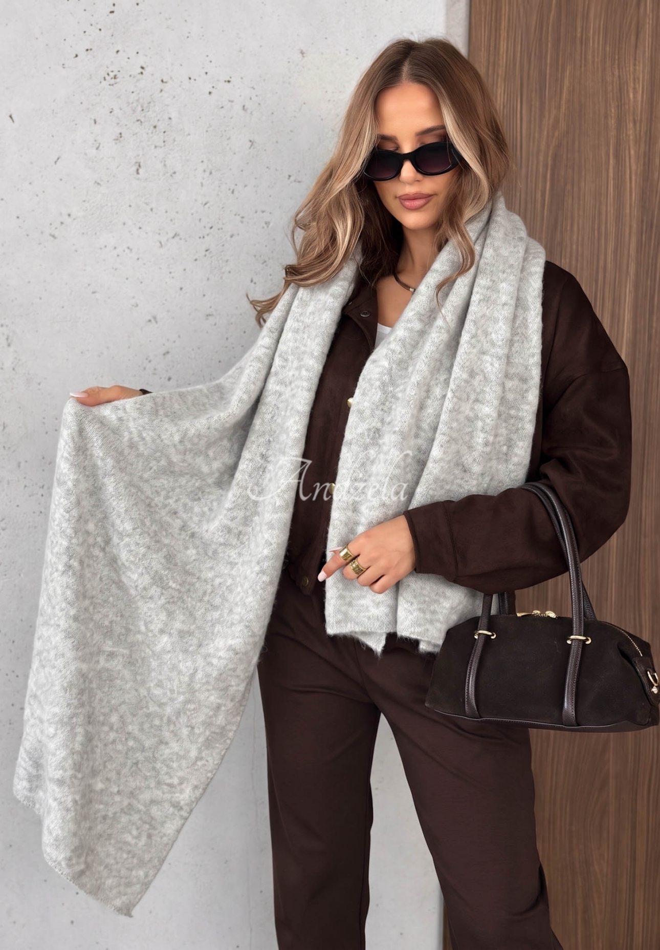 Copper Sky Gray Wool Scarf