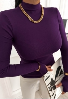 Bluzka z longsleeve z półgolfem First Of All czekoladowa