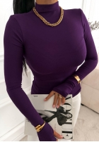 Bluzka z longsleeve z półgolfem First Of All czekoladowa