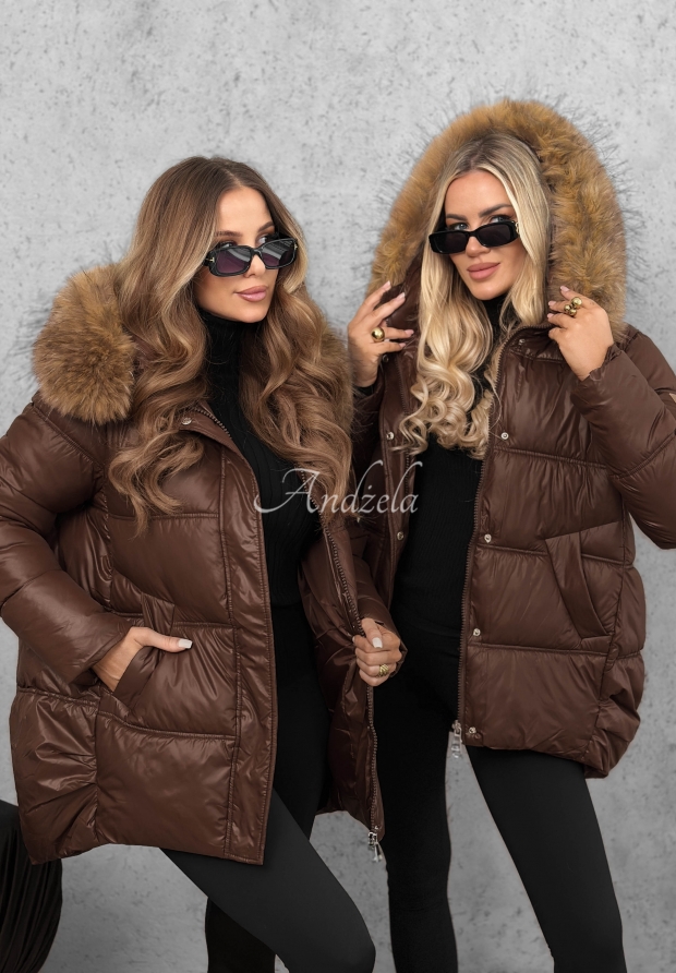 Lucky chocolate quilted hooded jacket II