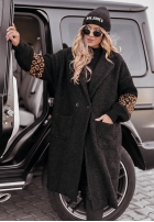 Długi Coat z imitacji kożucha Love  in black