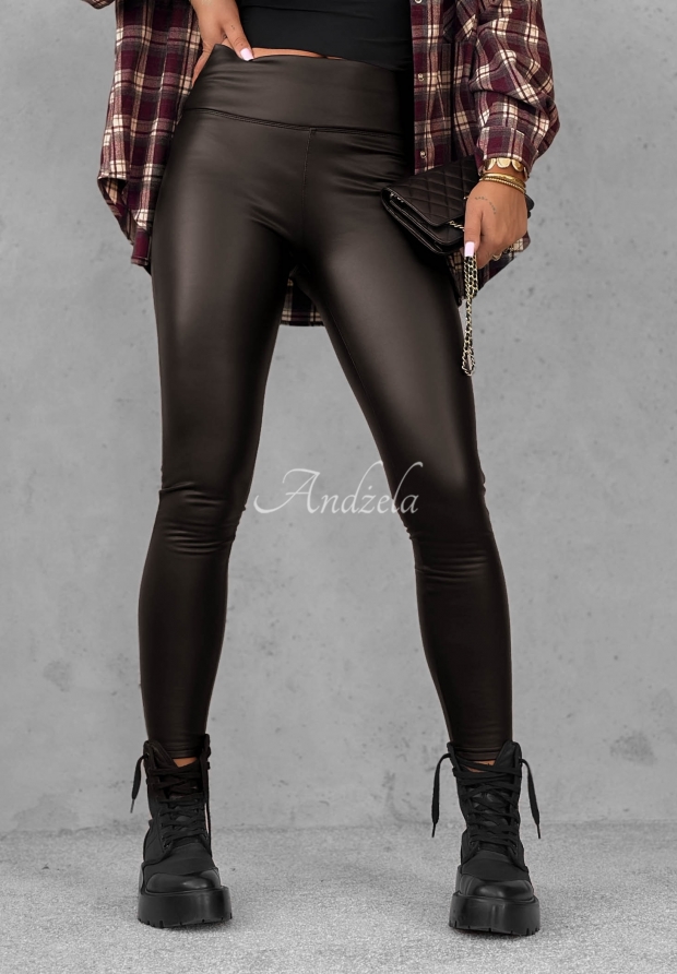 Be Like Me Chocolate-Brown Leather Leggings