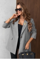 Elegancka marynarka z kołnierzem Timeless Poise jasnoszara