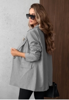 Elegancka marynarka z kołnierzem Timeless Poise jasnoszara