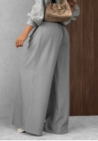 Eleganckie spodnie wide leg z zakładkami Timeless Poise jasnoszare