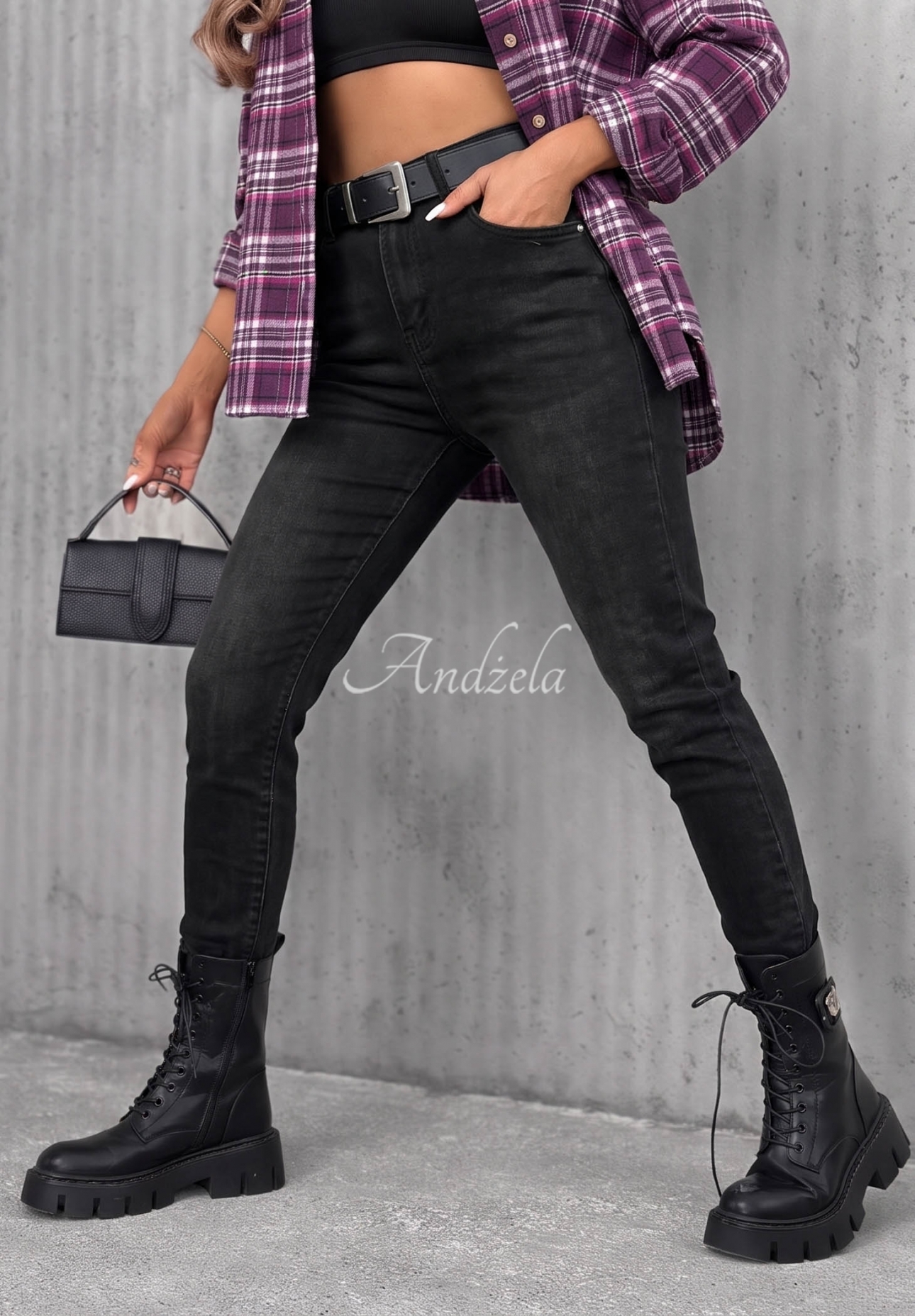 On My Way Black Jeans with a Belt