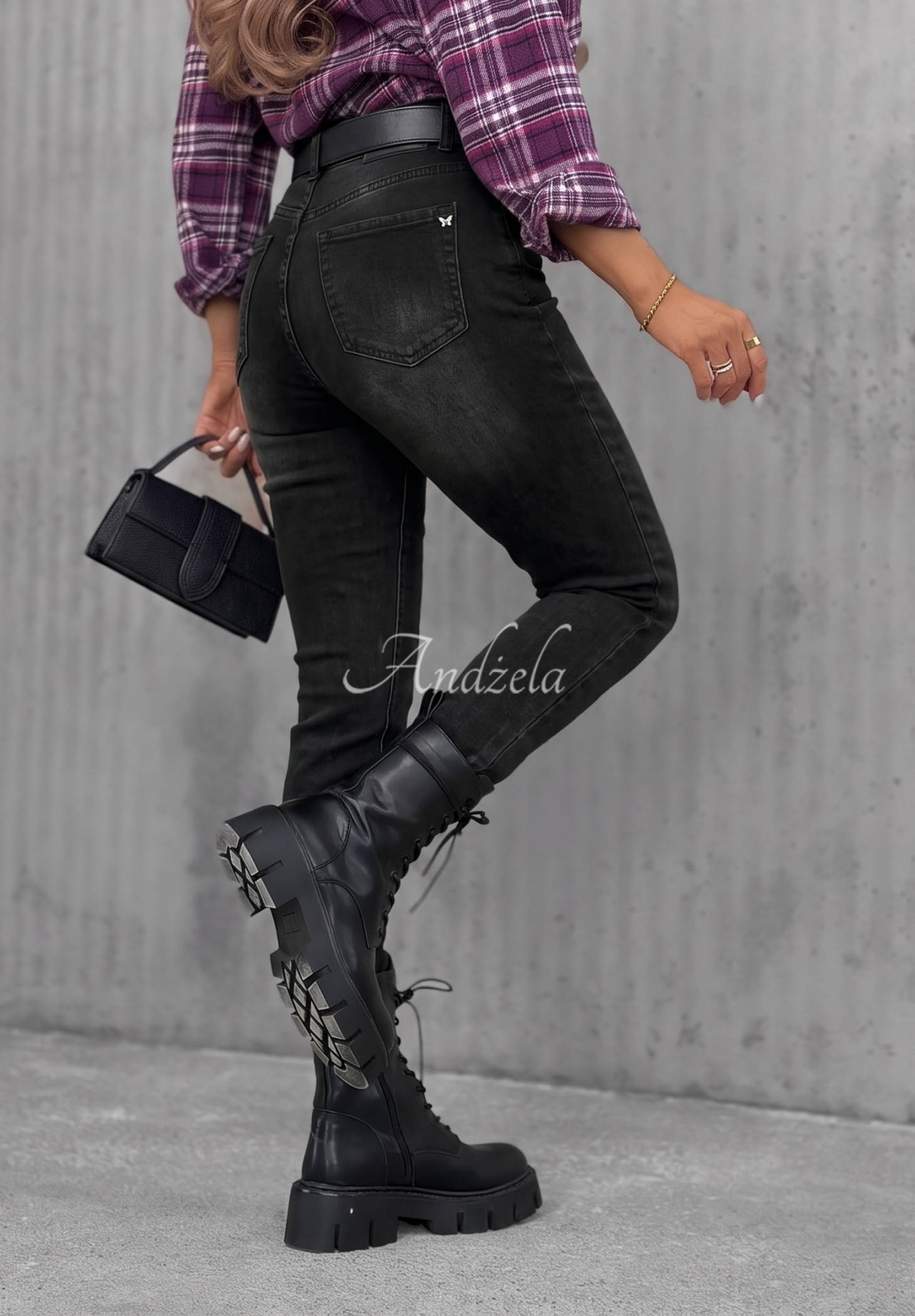On My Way Black Jeans with a Belt