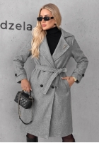 Długi płaszcz z kołnierzem i paskiem Maple Street camelowy