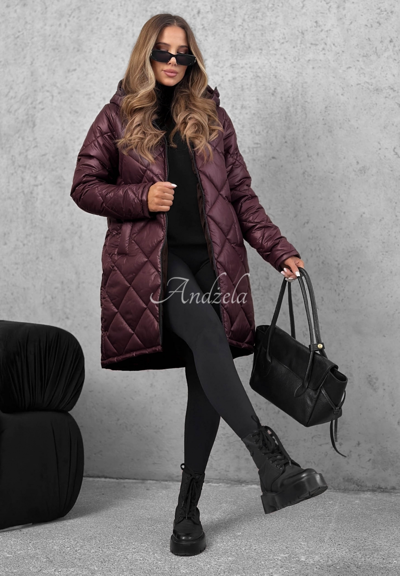 Trust Your Intuition Long Quilted Jacket in Berry