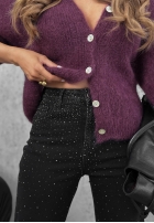 Spodnie jeansowe mom fit z kryształkami Glitter Affair czarne