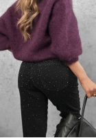 Spodnie jeansowe mom fit z kryształkami Glitter Affair czarne