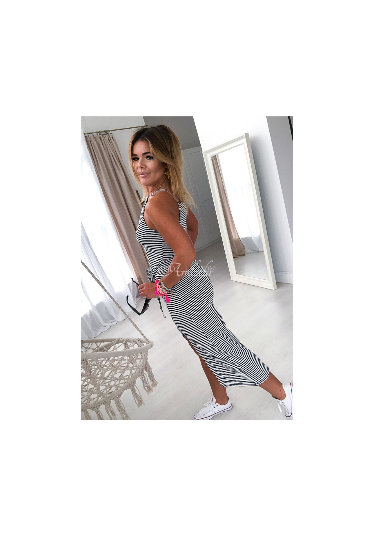 Paola striped maxi dress