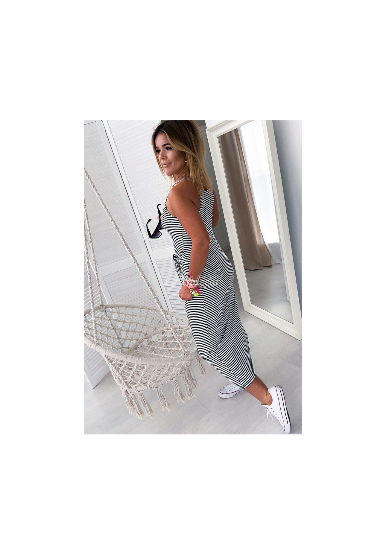 Paola striped maxi dress