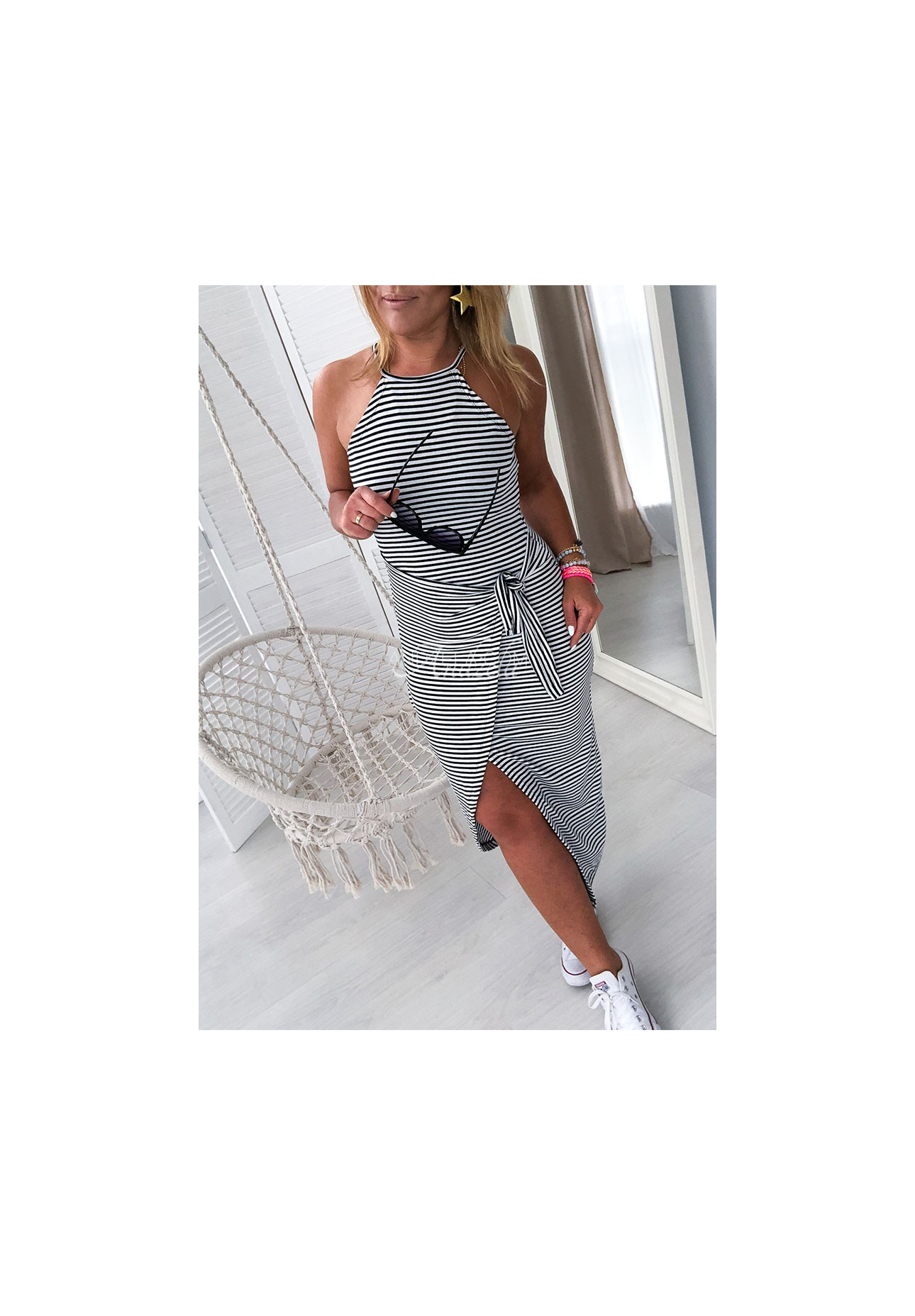 Paola striped maxi dress