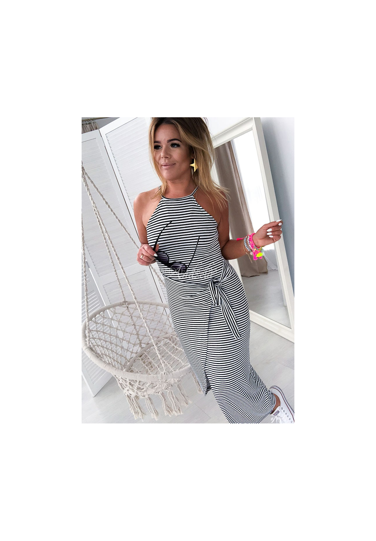 Paola striped maxi dress