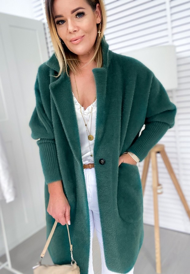 Royal alpaca oversize coat bottle green