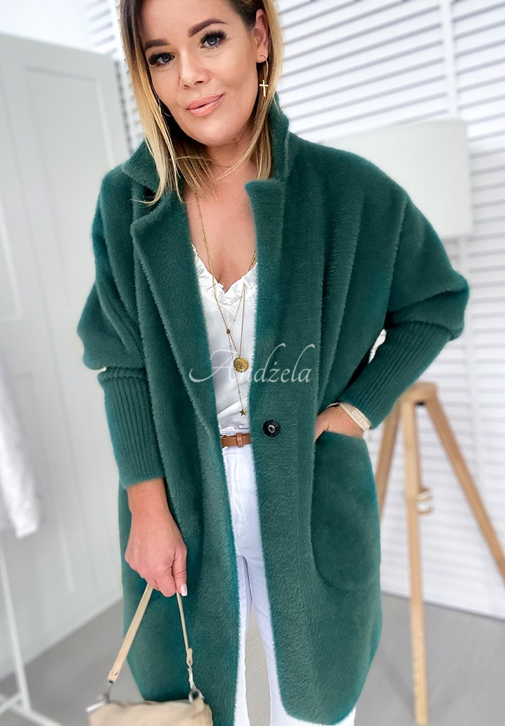 Royal alpaca oversize coat bottle green