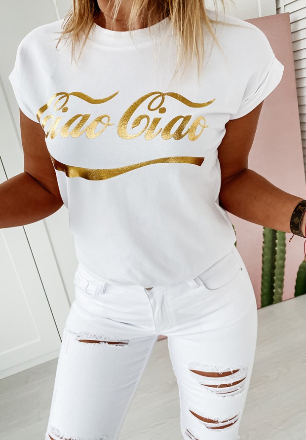 T-shirt z nadrukiem Ciao-Ciao biały