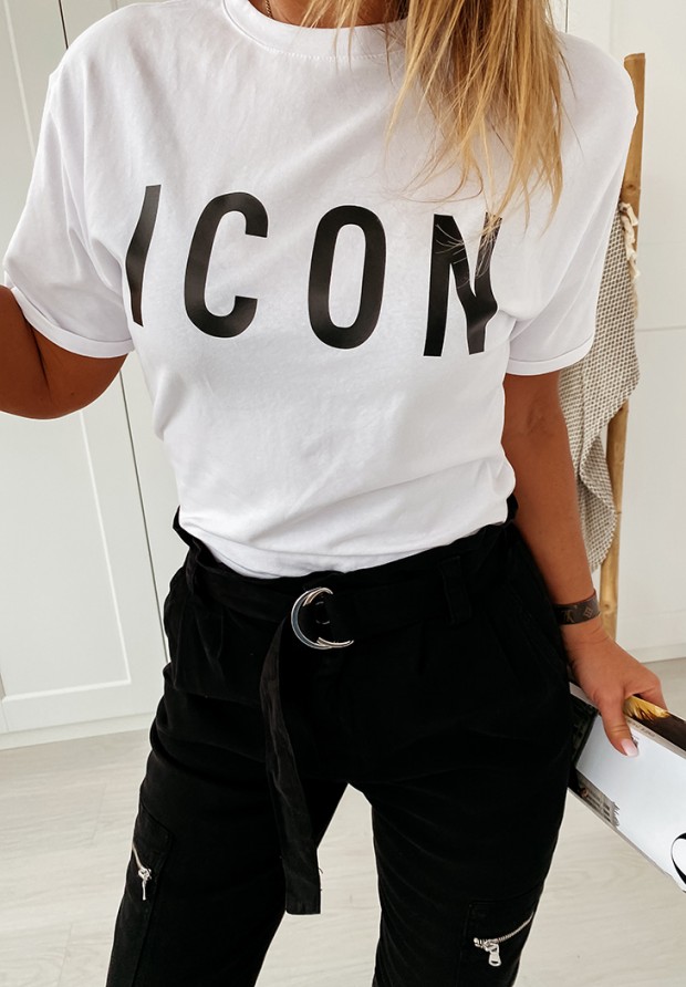 T-shirt z nadrukiem Icon biały