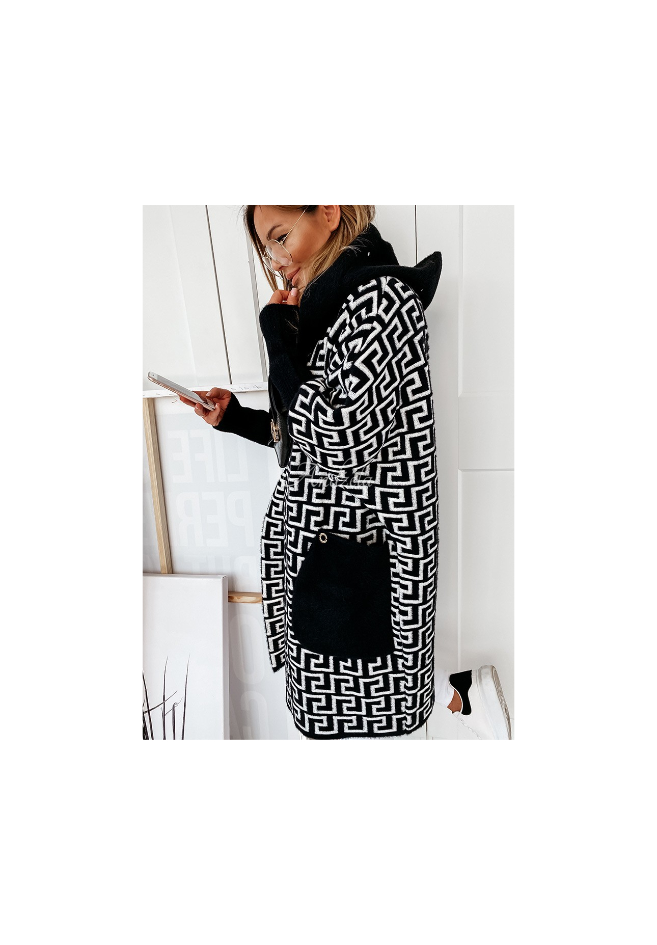Cocomore Viviano long alpaca coat black