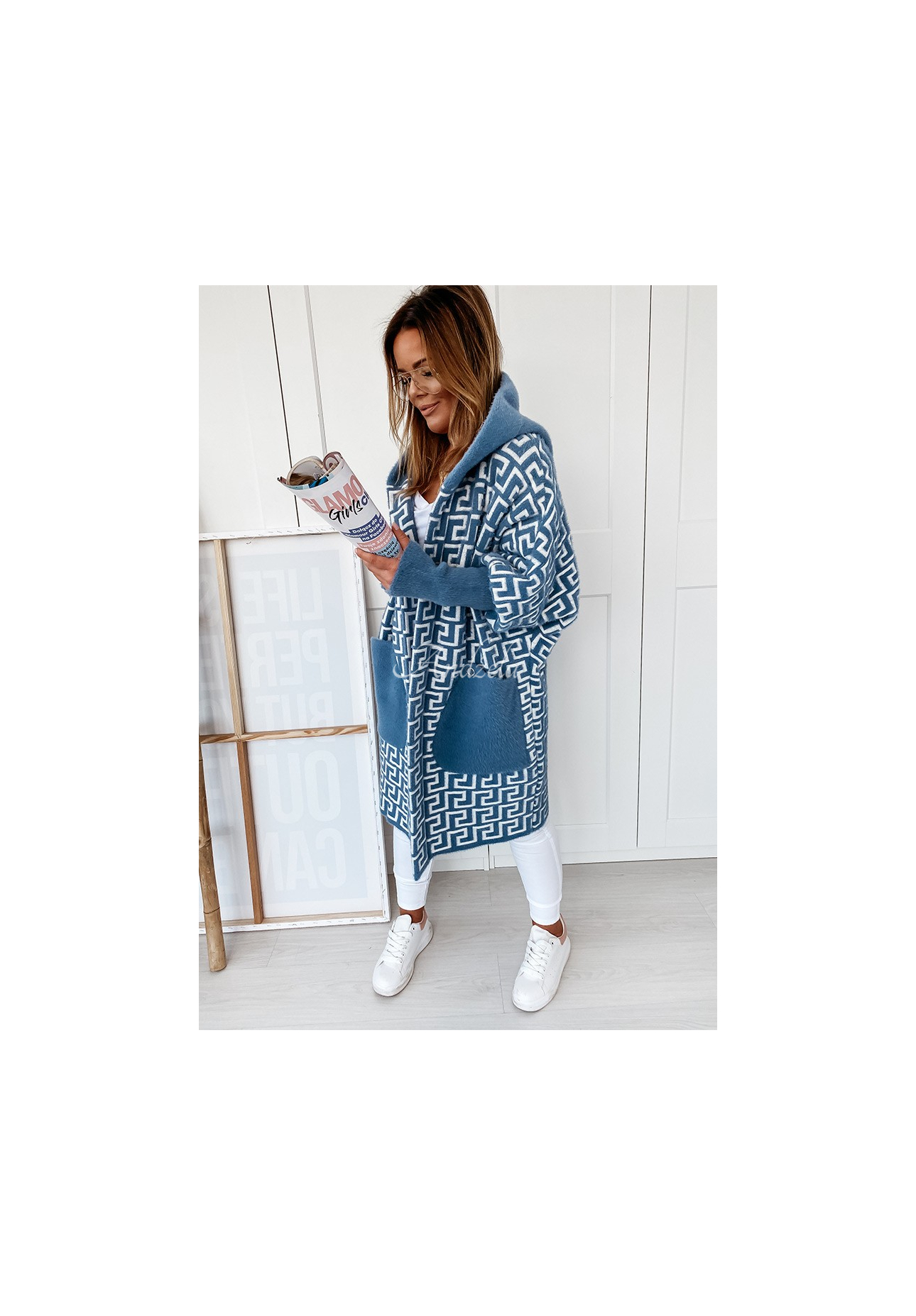 Cocomore Viviano blue long alpaca coat