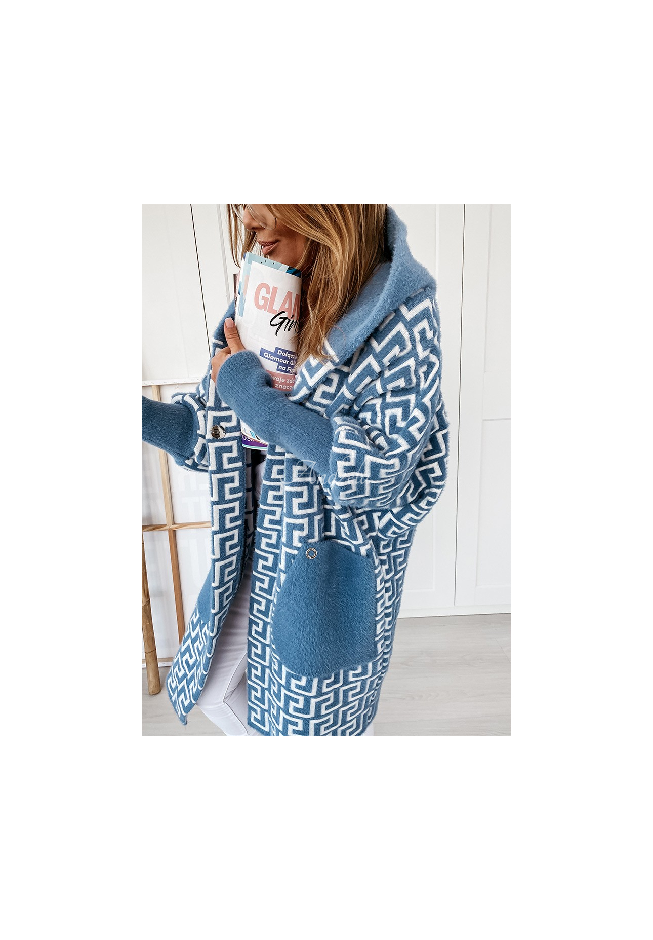 Cocomore Viviano blue long alpaca coat