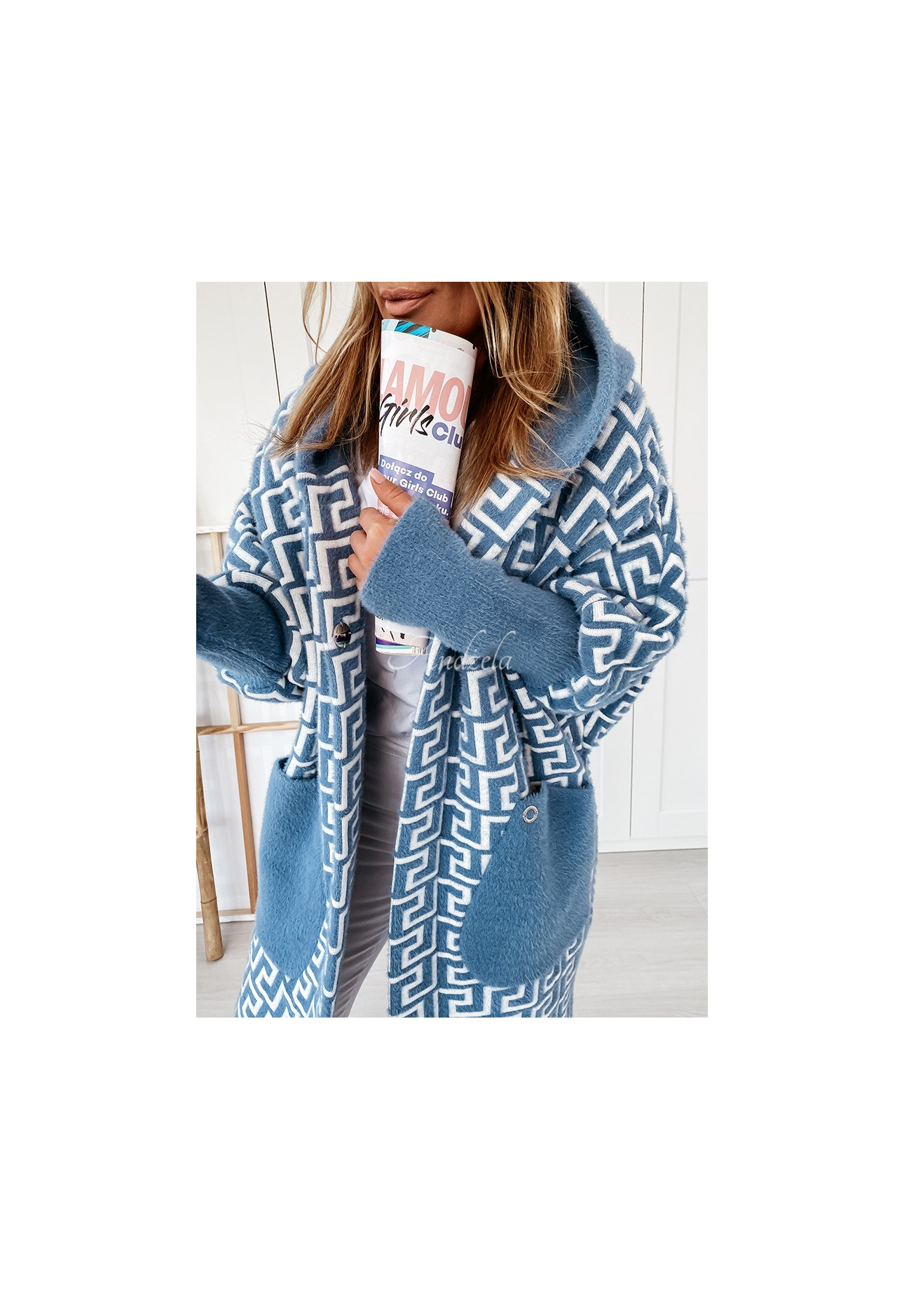 Cocomore Viviano blue long alpaca coat