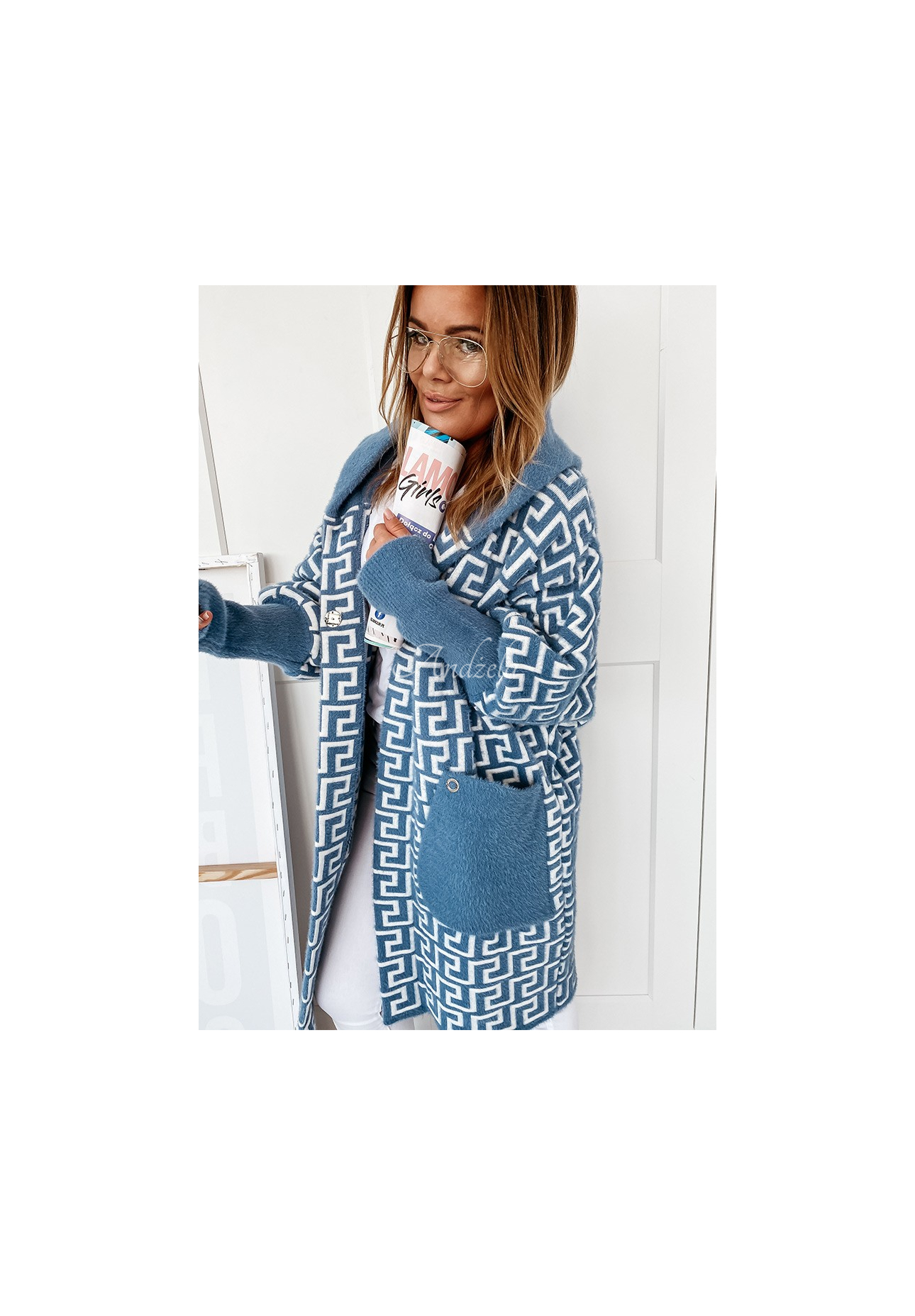 Cocomore Viviano blue long alpaca coat