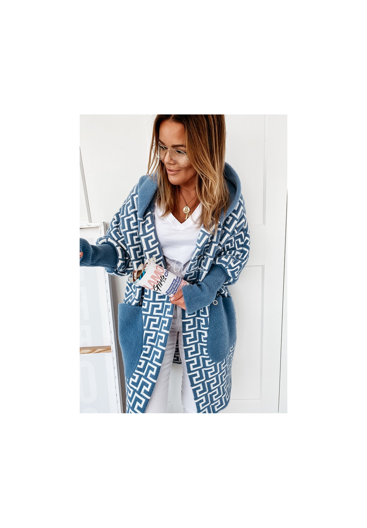 Cocomore Viviano blue long alpaca coat