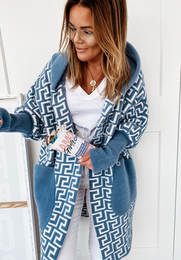 Cocomore Viviano blue long alpaca coat
