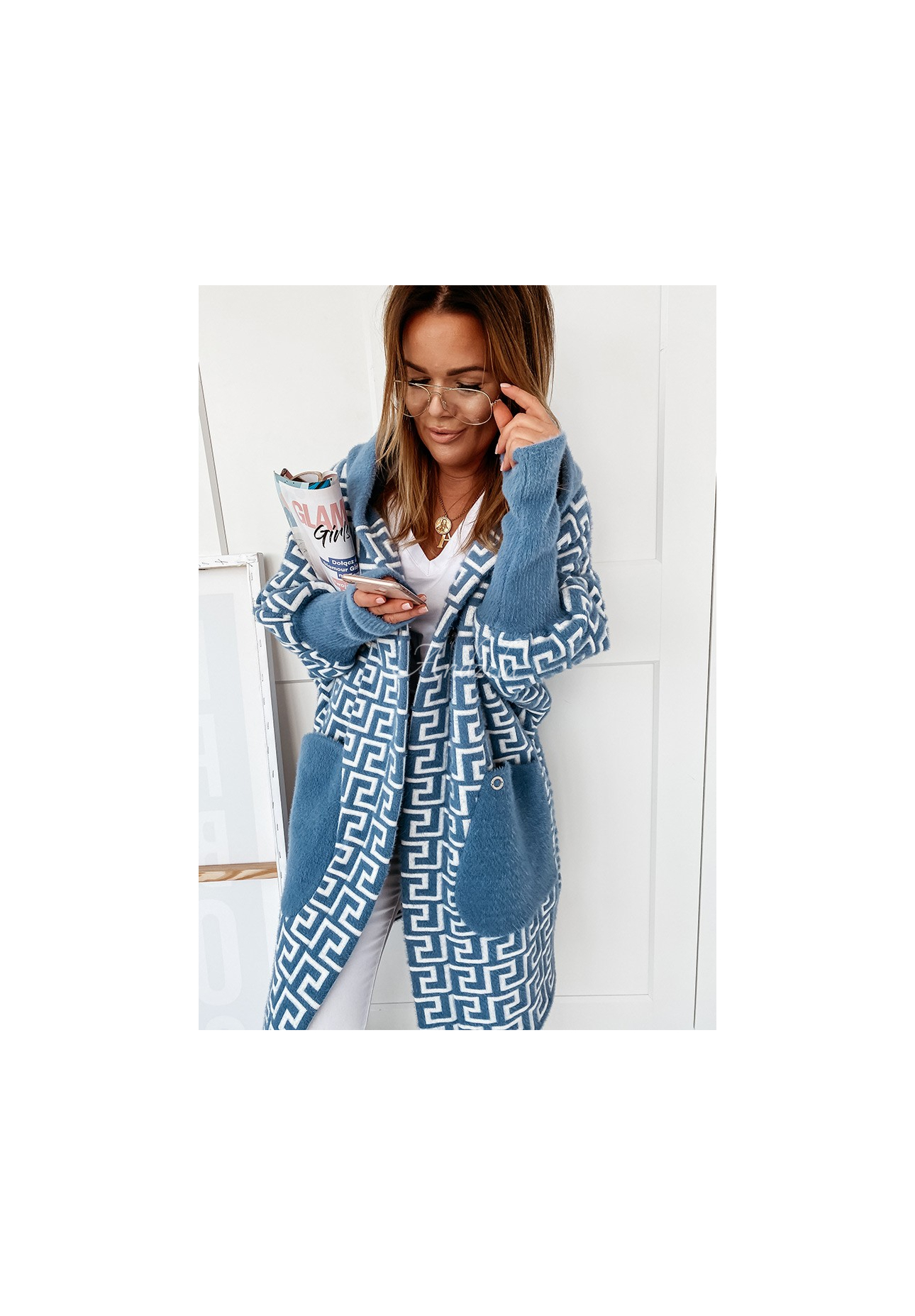 Cocomore Viviano blue long alpaca coat