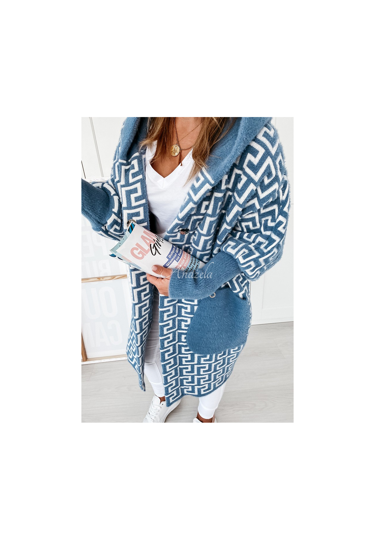 Cocomore Viviano blue long alpaca coat