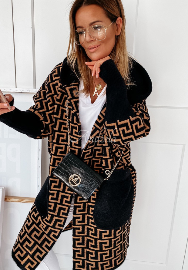 Cocomore Viviano long alpaca coat dark camel