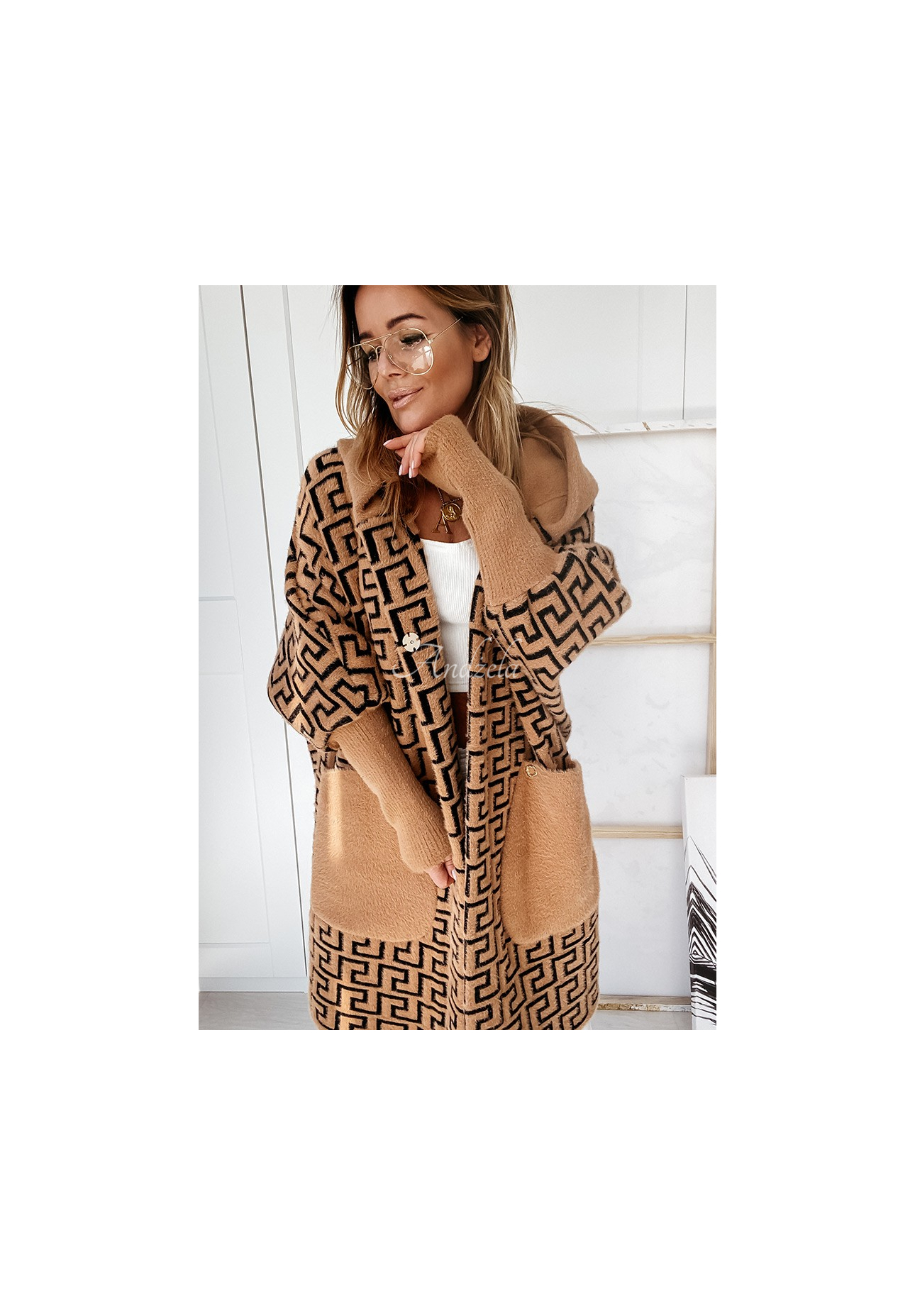 Cocomore Viviano camel long alpaca coat
