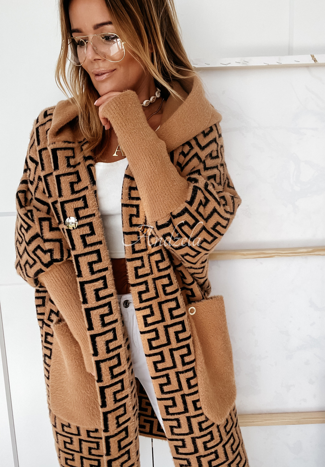 Cocomore Viviano camel long alpaca coat