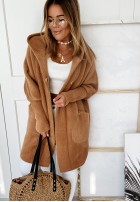 Long alpaca coat with hood Cocomore Sona camel