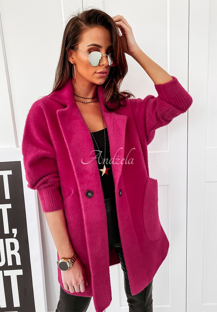 Royal fuchsia alpaca oversize coat