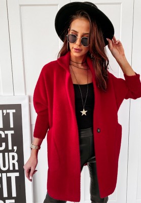 Royal red alpaca oversize coat