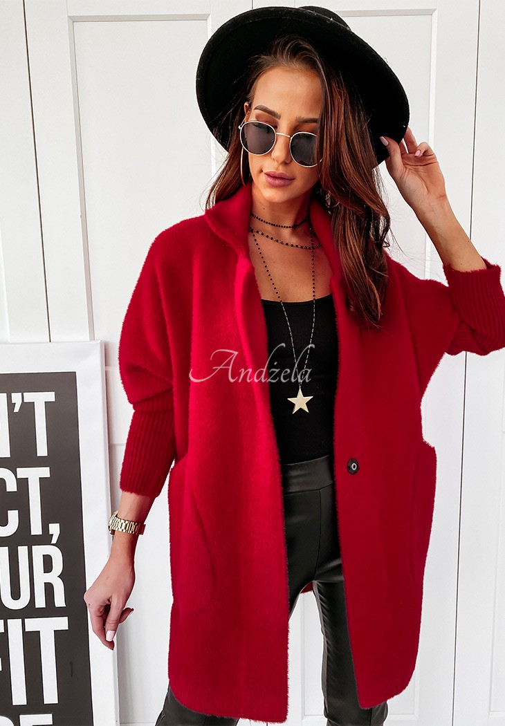 Royal red alpaca oversize coat