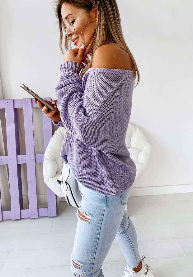 Krótki sweter Feel liliowy