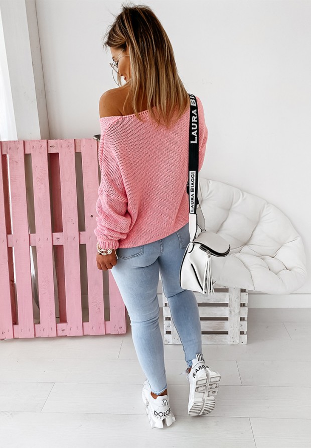 Krótki sweter Feel różowy