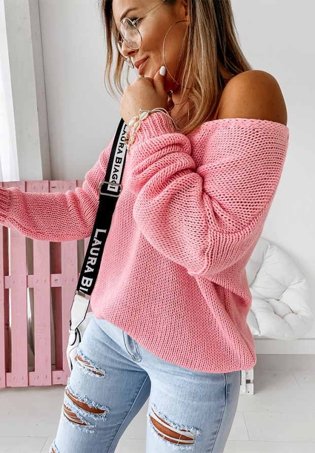 Krótki sweter Feel różowy