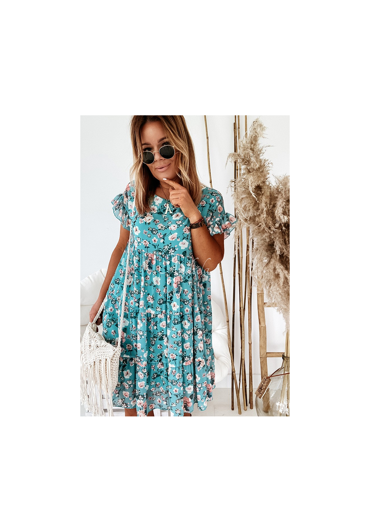 Kwiecista sukienka Bellarose niebieska