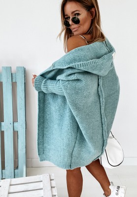 Long oversize cardigan with hood Montevista blue